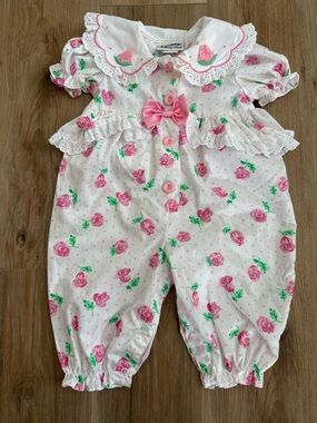 Vintage Cottage Core Rose Romper